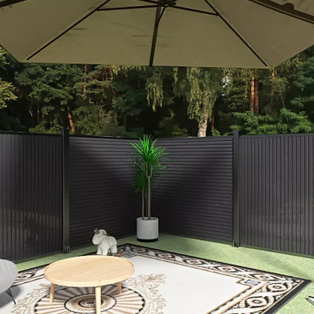 Slat Wall Fence WPC Fence Panels Dark Grey Slat Wall Fence WPC Fence Panels Dark Grey