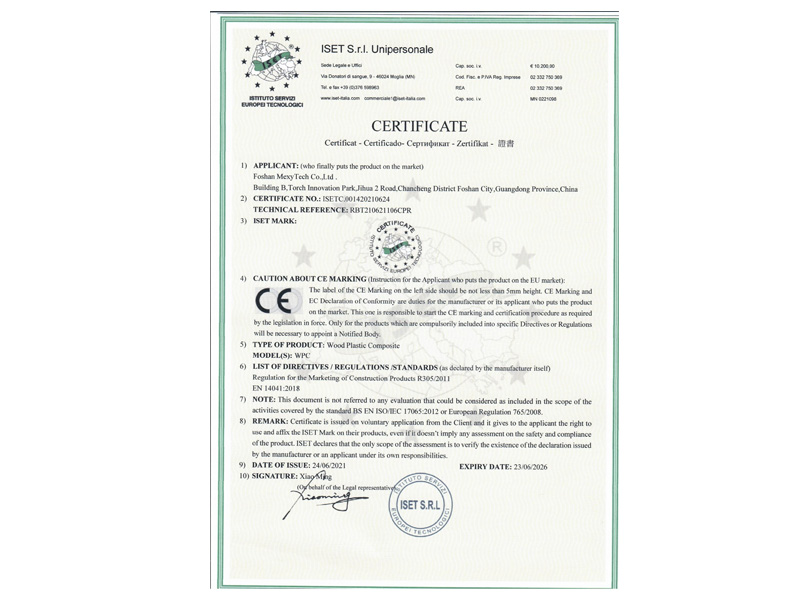 All Mexytech Wood-plastic Products Have Obtained CE Certification