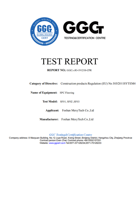 SPC Flooring Performance Test Report